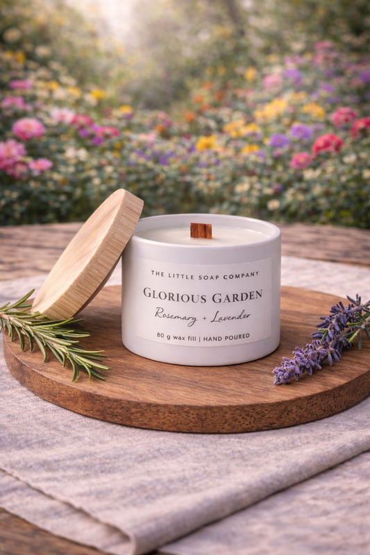 White Little Tallow Candle with Wood Style Lid